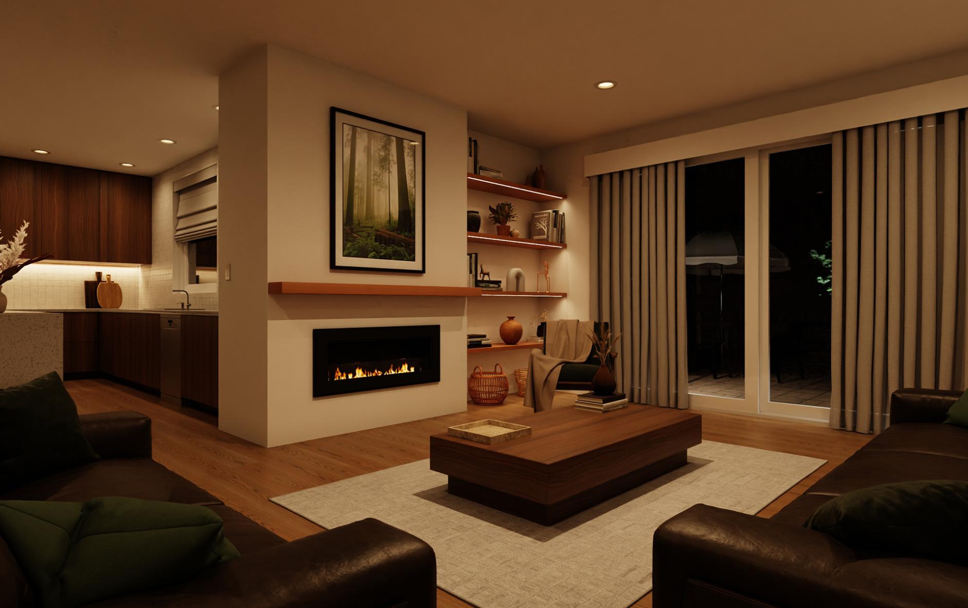 The Lumaris five or six inch downlight bring used in a home.